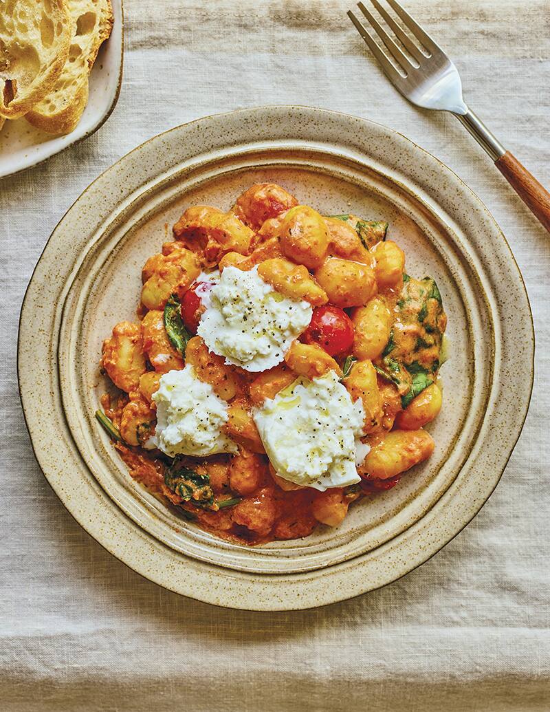 Gnocchis à la sauce rosée et à la burratini