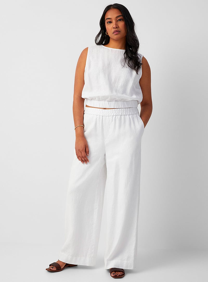 Ensemble D'été 2 Pièces Pour Femme En Coton-lin - Haut Ample Manches Courtes + Pantalon Large Taille élastique | Tenue Décontractée Confortable Maison Vacances
