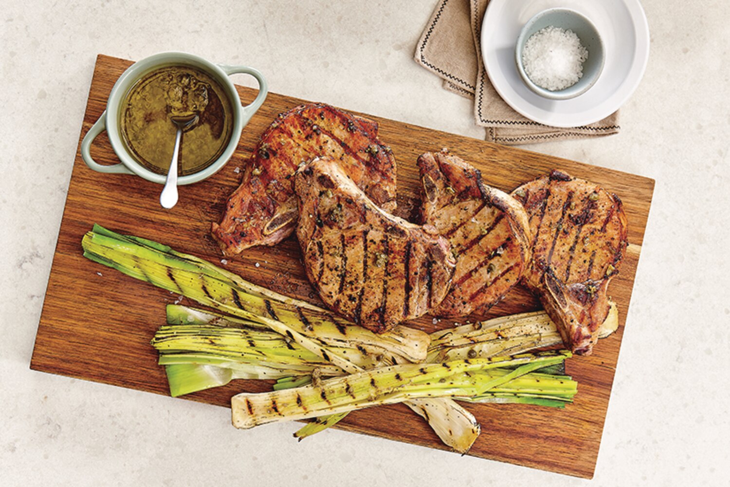 Grilled Pork Chops with Leeks | Canadian Living