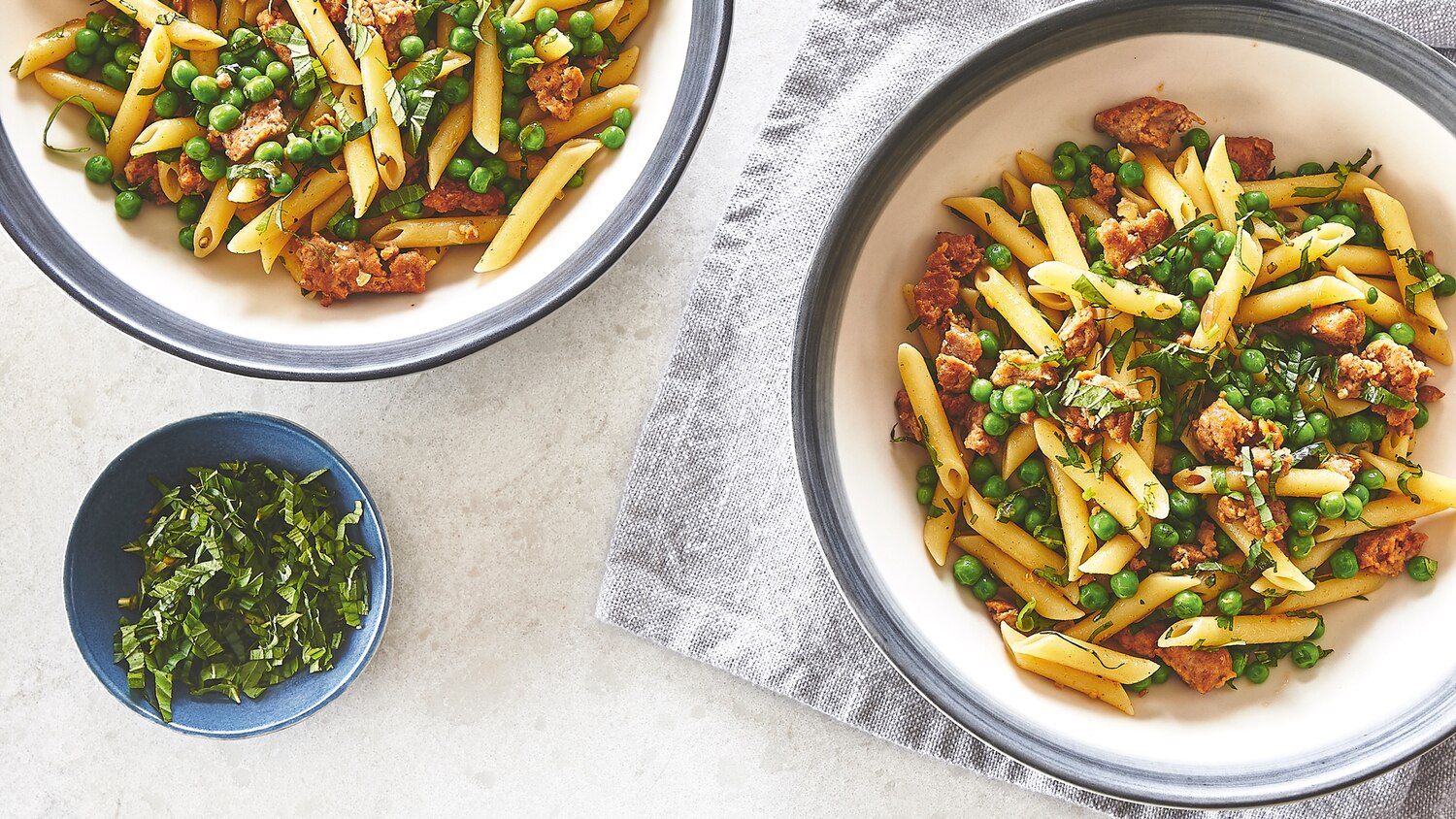 Penne with Sausage, Peas & Mint | Canadian Living