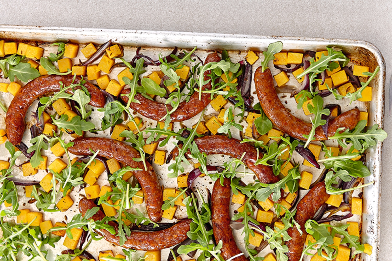 Sheet Pan Squash & Merguez Sausages | Canadian Living