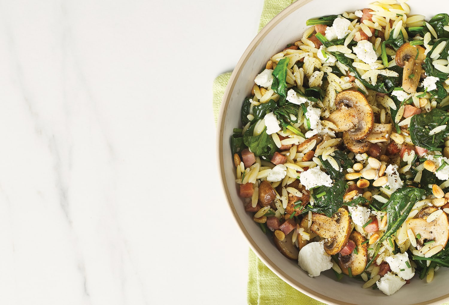 Orzo with Spinach, Mushrooms & Pancetta Canadian Living