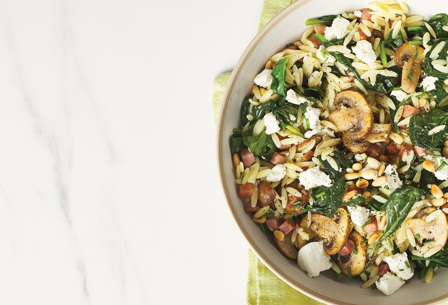 Orzo with Spinach, Mushrooms & Pancetta Canadian Living