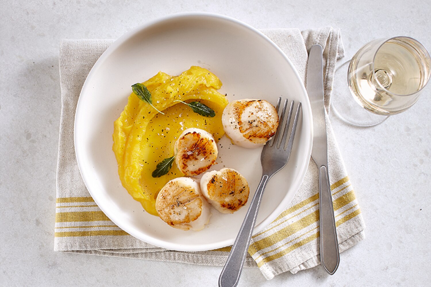 PanFried Scallops with Citrus Squash Purée Canadian Living