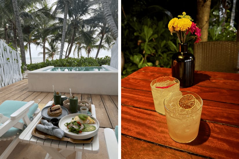 Breakfast served in your room and drinks at dinner