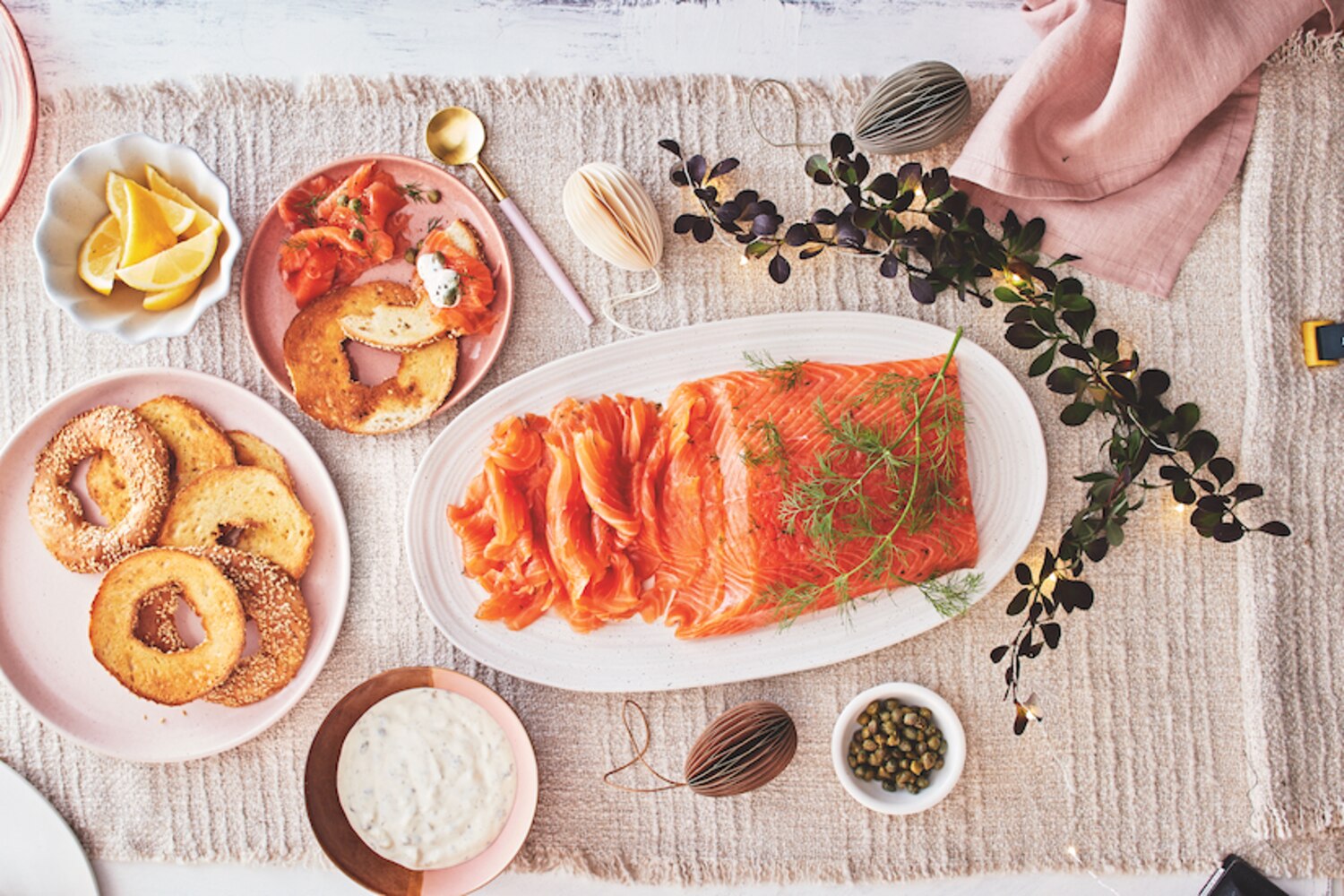 Gravlax With Bagel Chips & Dill & Caper Crème Fraîche | Canadian Living