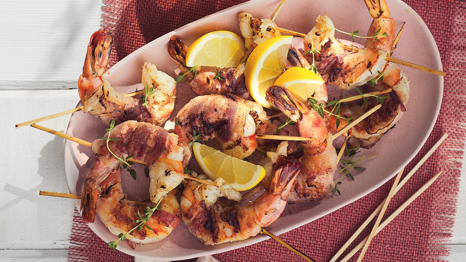 PancettaWrapped Jumbo Shrimps Kabobs Canadian Living