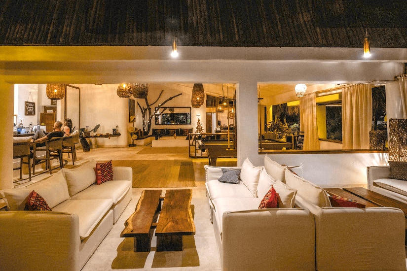 The grand lobby with lounge and bar at The Beach Tulum Hotel