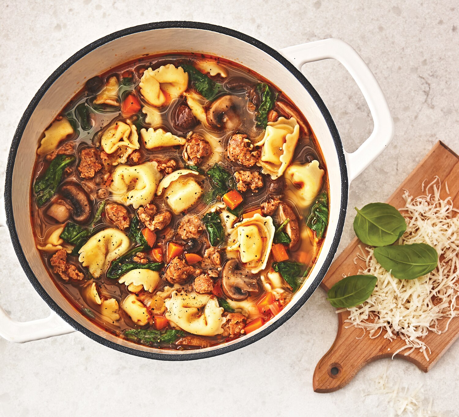Sausage & Mushroom Tortellini Soup | Canadian Living