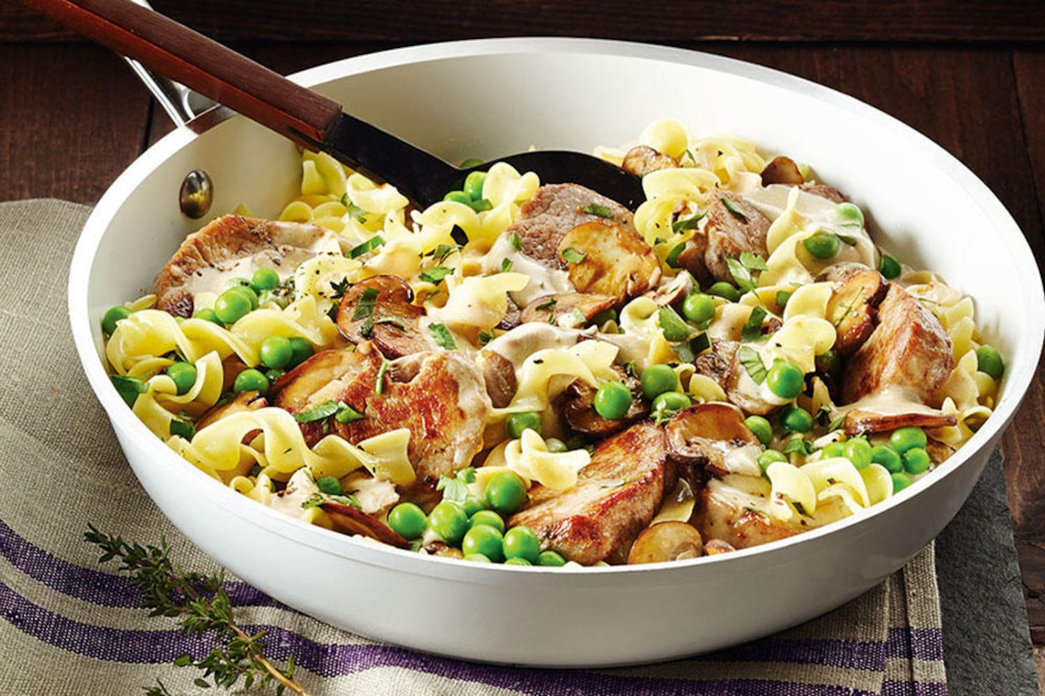 Pork Tenderloin With Mushroom Gravy and Egg Noodles | Canadian Living