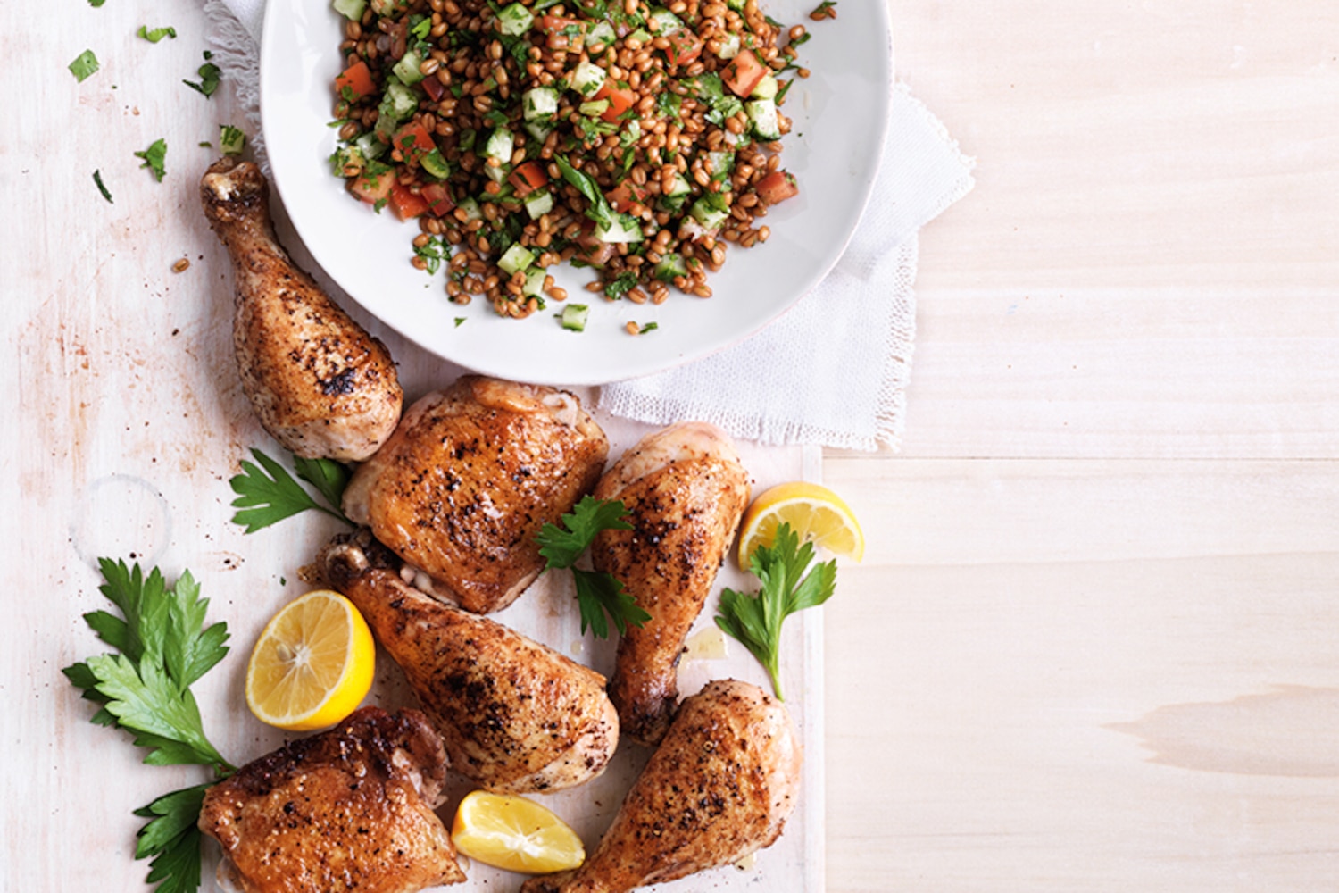 Crispy Chicken with Herb and Wheat Berry Salad | Canadian Living