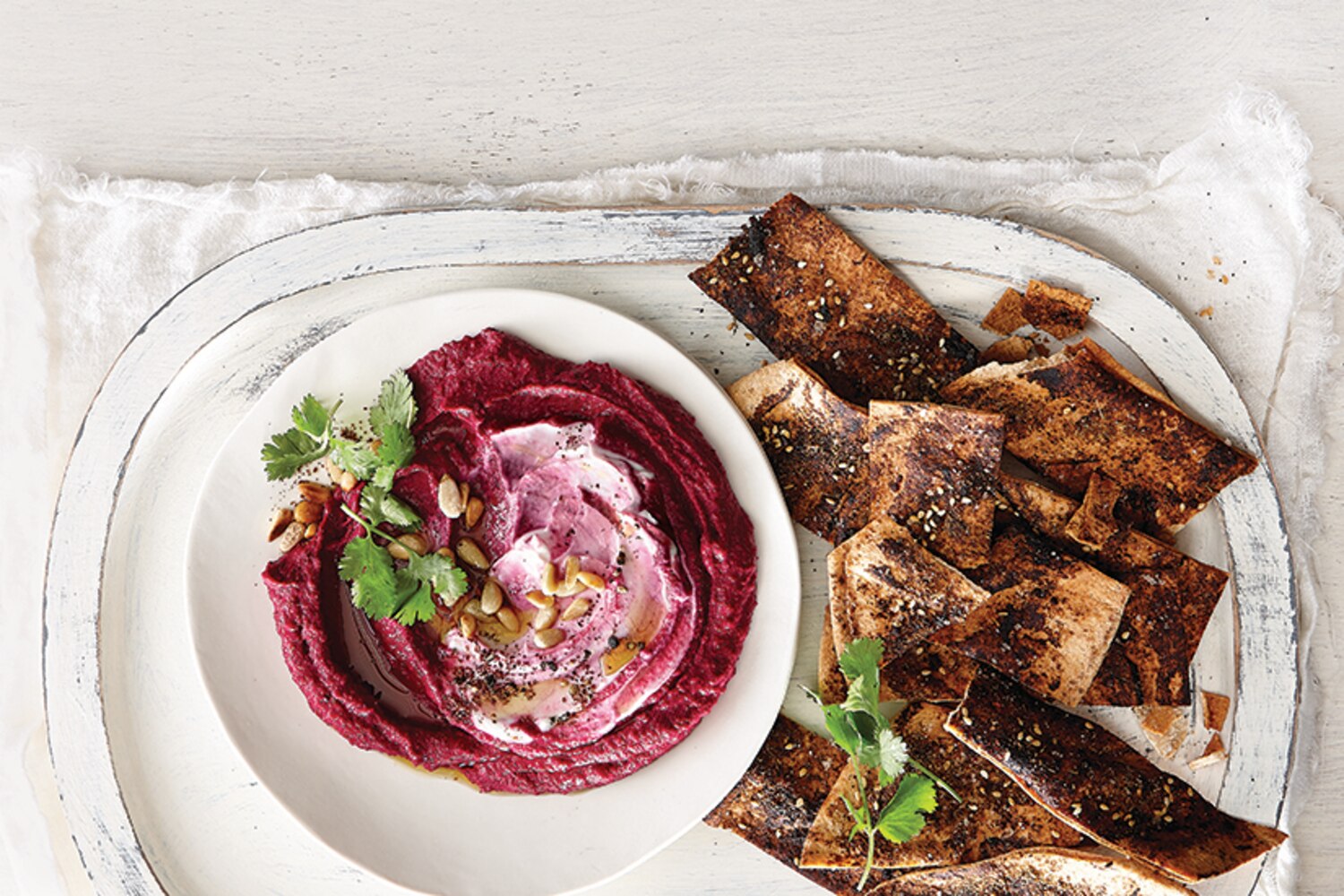 Black Garlic & Beet Hummus with Pita Chips Canadian Living