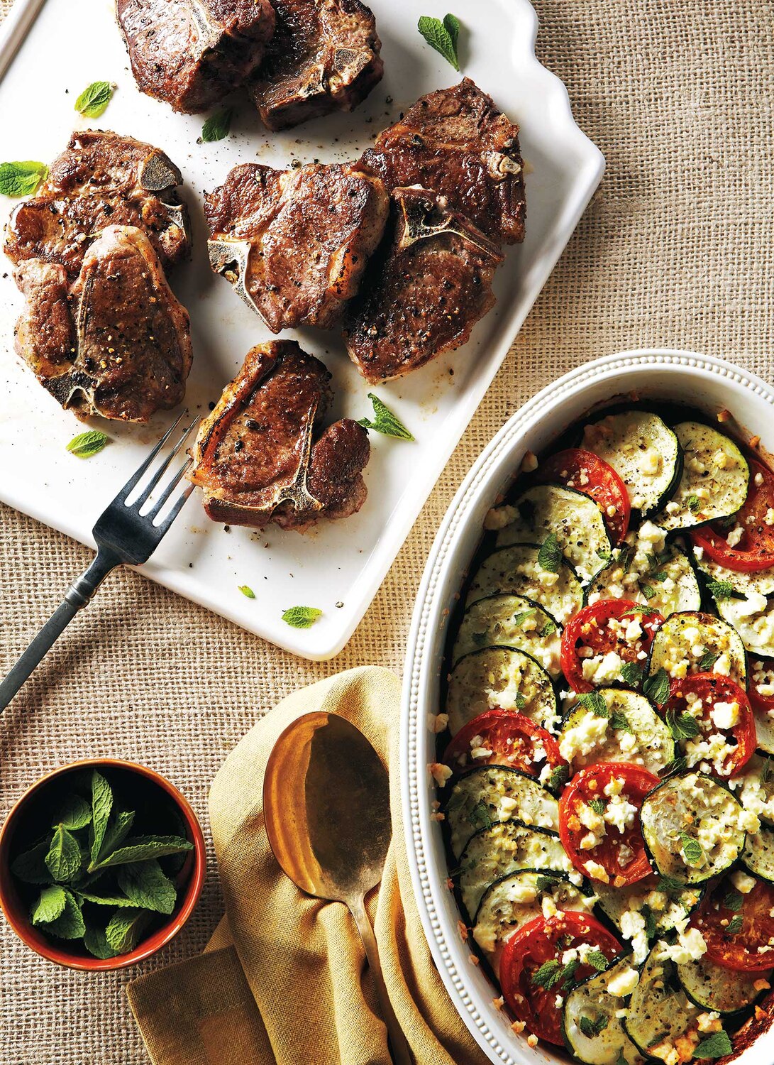 Zucchini and Tomato Gratin With Lamb Chops Canadian Living