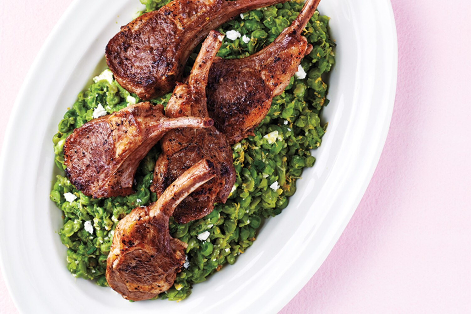 Sumac Lamb Chops With FetaPea Mash Canadian Living