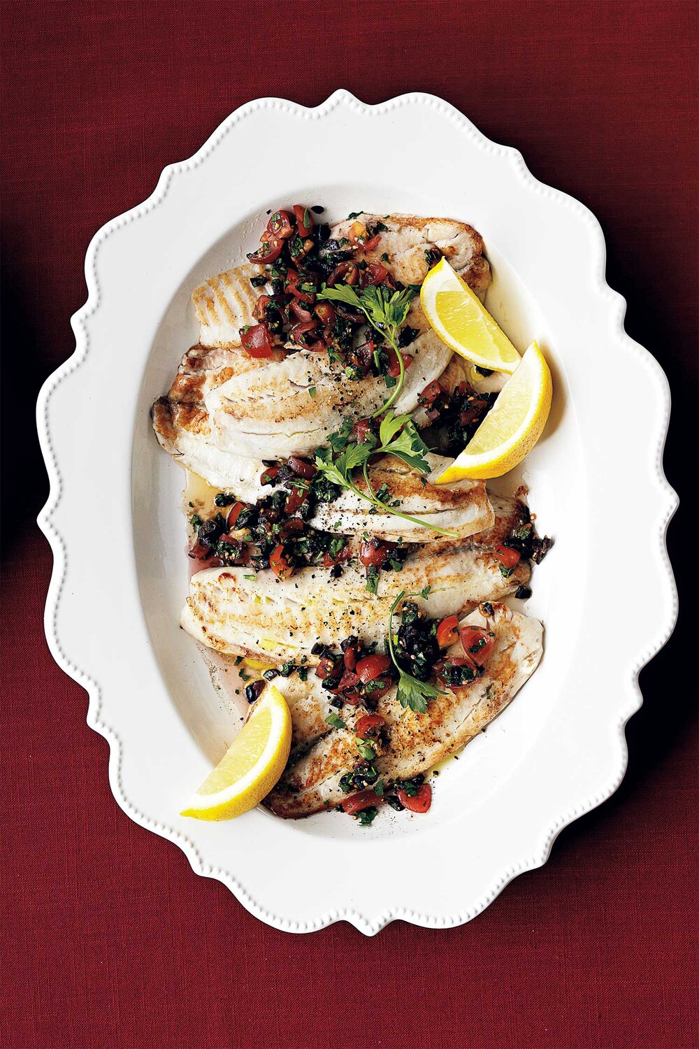 Tilapia With Olive Salsa and Spinach Orzo Canadian Living