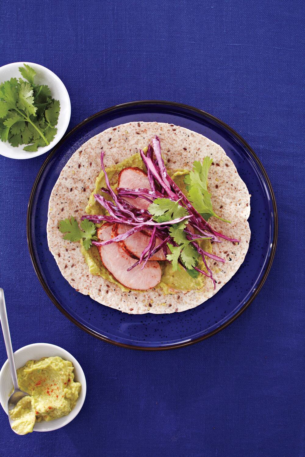 Pork Tacos With Red Cabbage Slaw and Guacamole Canadian Living