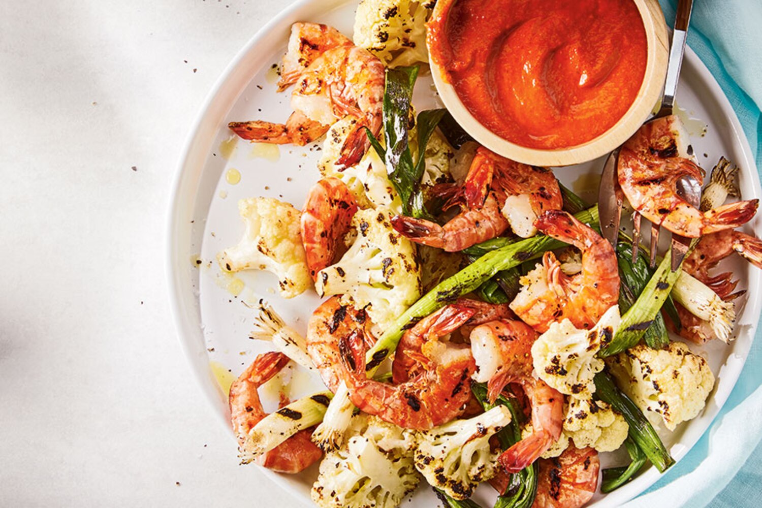 Charred Shrimp and Cauliflower Romesco | Canadian Living