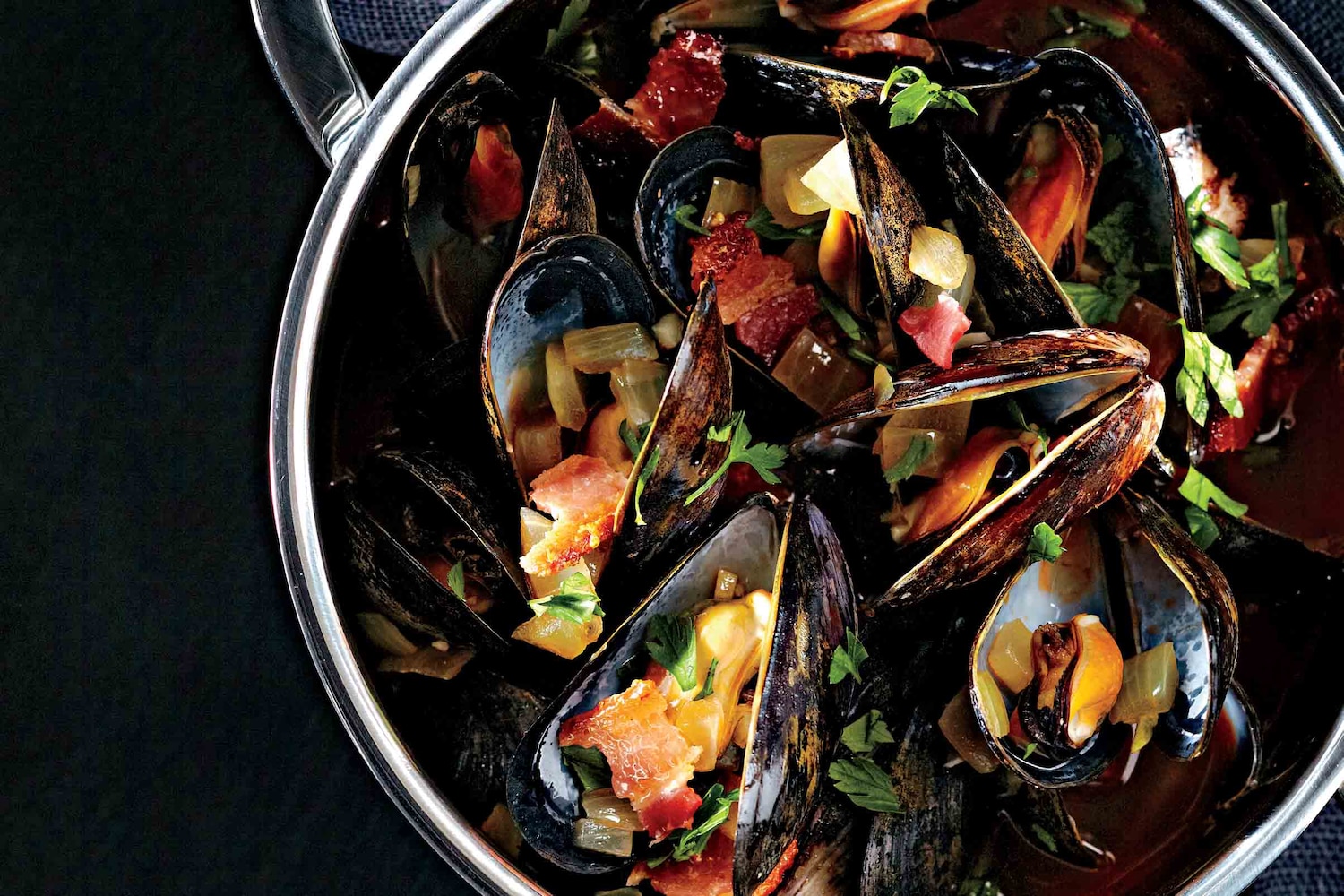 Wine and Bacon Steamed Mussels Canadian Living