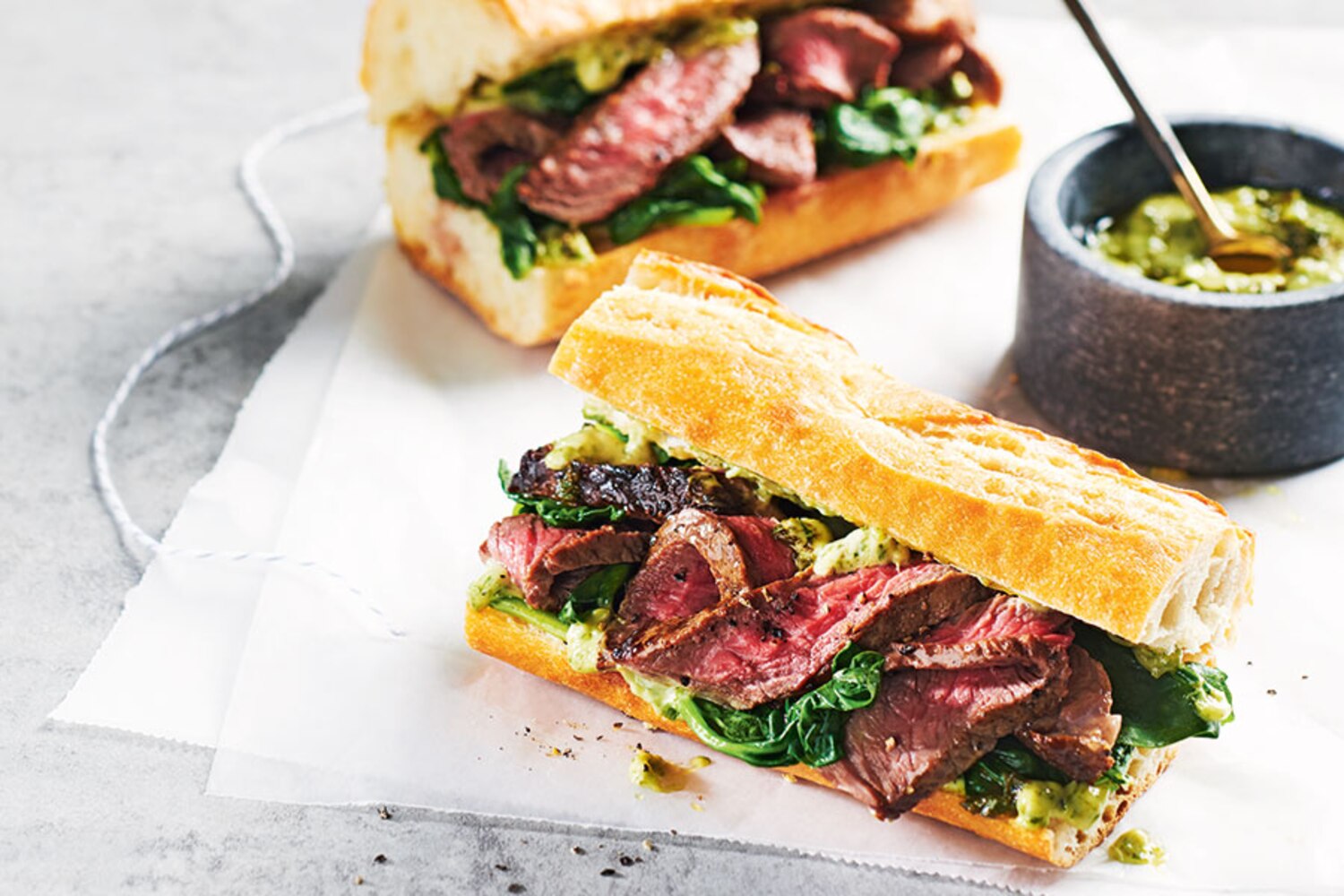 Steak and Pesto Baguette Sandwiches | Canadian Living