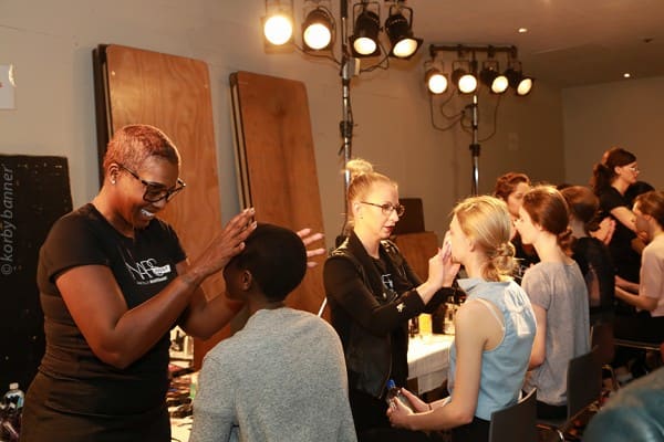 Hair makeup backstage at Erdem fashion show