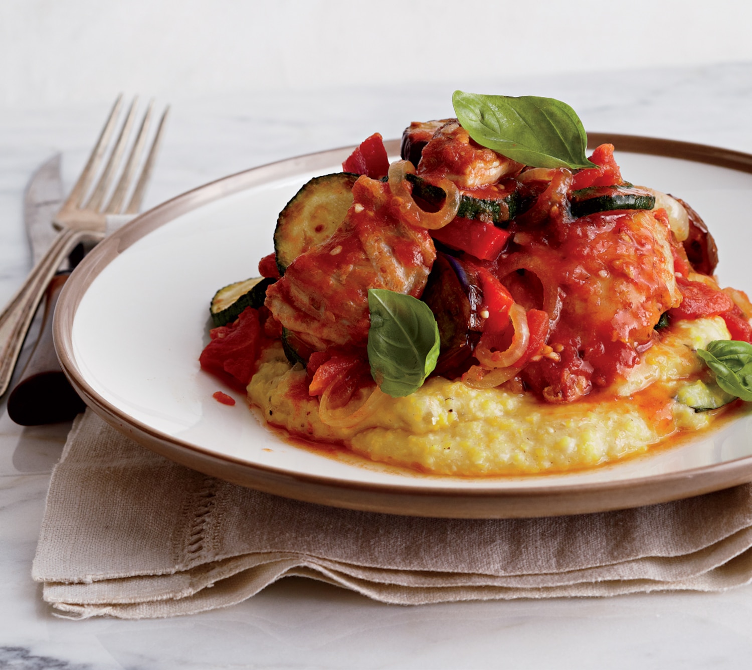 Chicken Ratatouille With Lemony Basil Polenta | Canadian Living