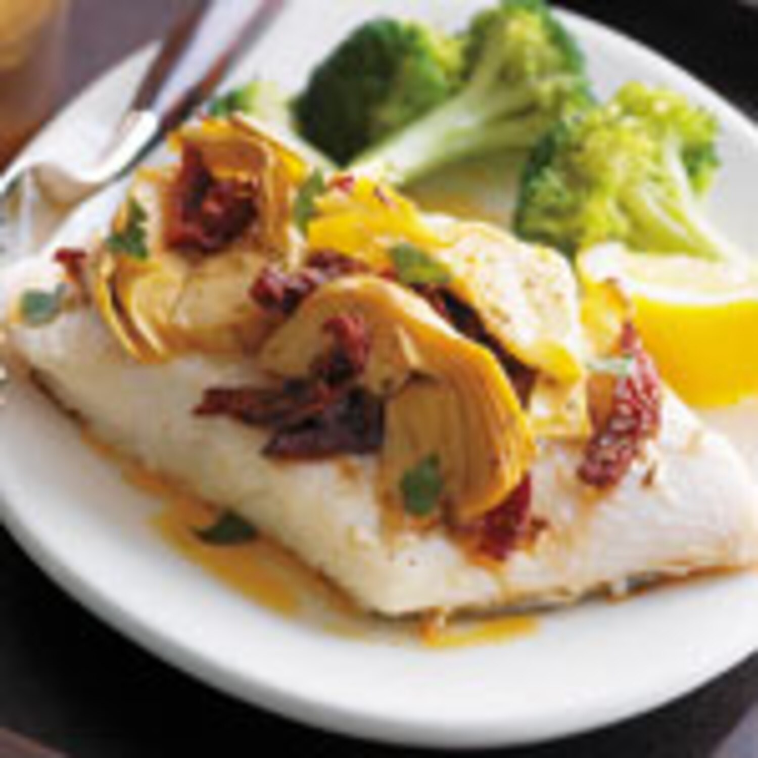 Roasted Fish with Artichokes and SunDried Tomatoes Canadian Living