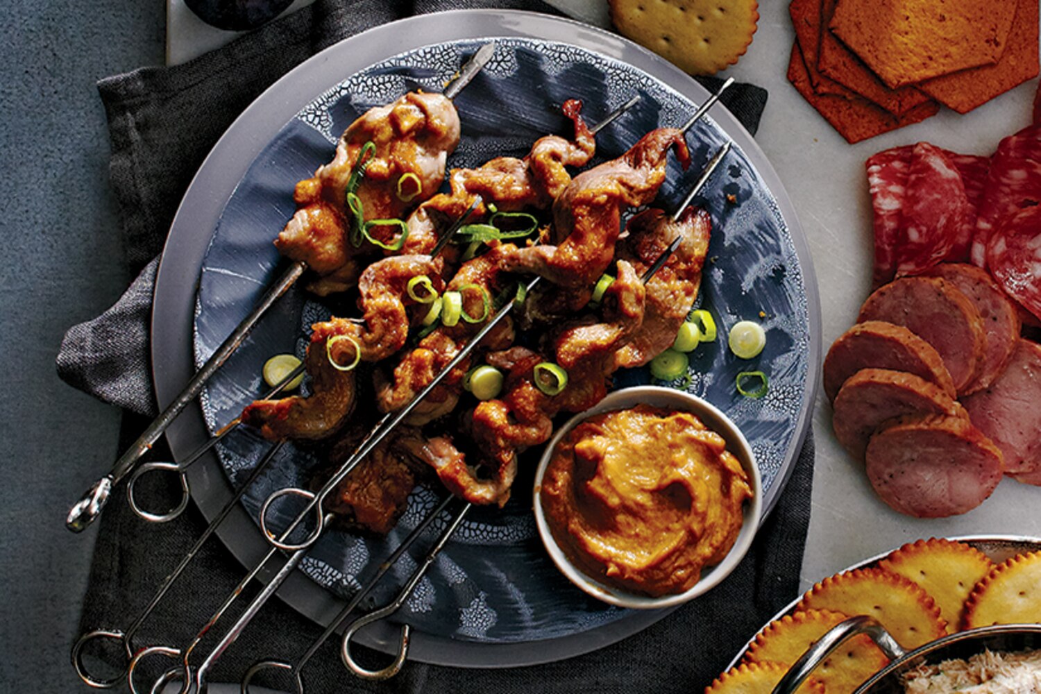 Pork Tenderloin Skewers with Easy Peanut Sauce | Canadian Living