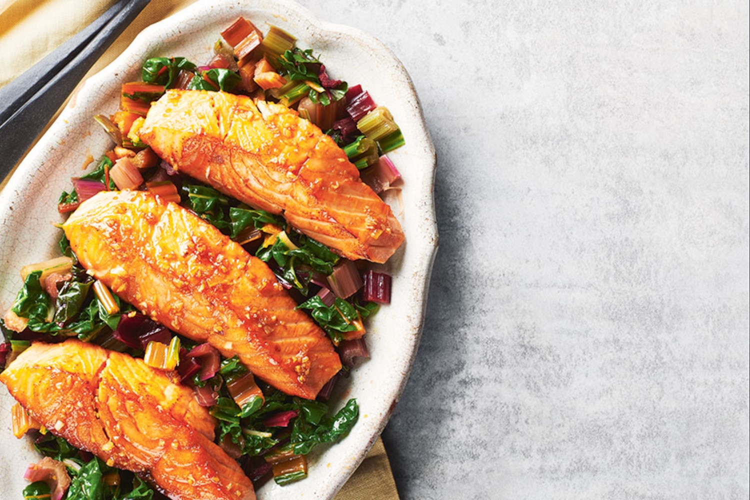 SoyMaple Glazed Salmon and Swiss Chard Canadian Living
