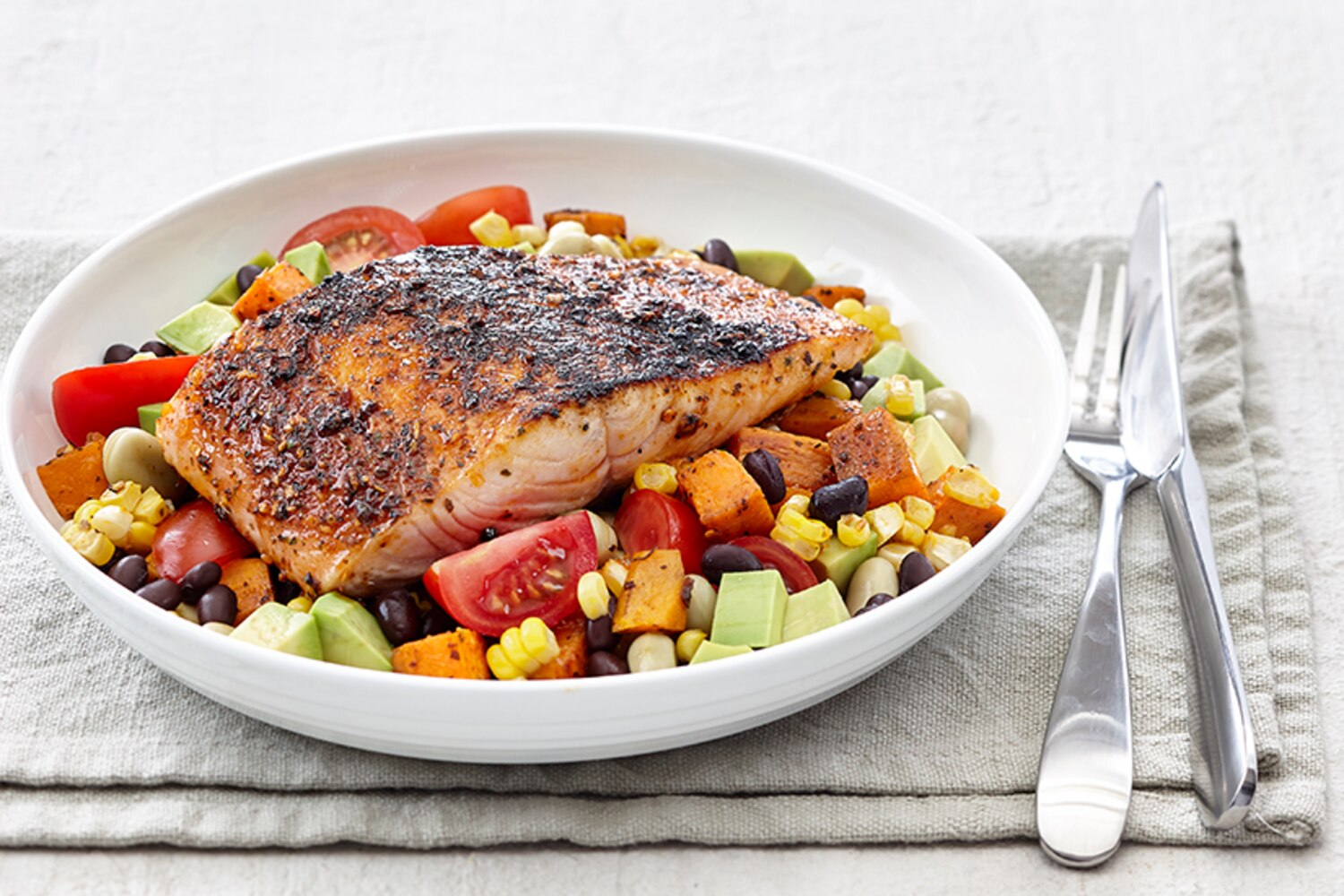 Blackened Cajun Salmon with Bean Salad Canadian Living