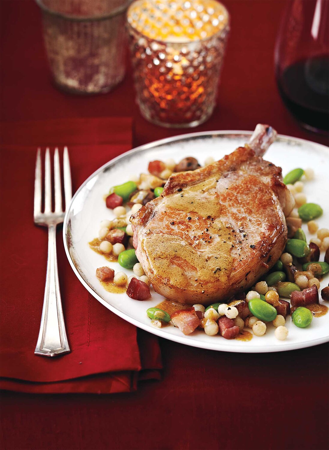 Mustard Sage Pork Chops With Israeli Couscous | Canadian Living