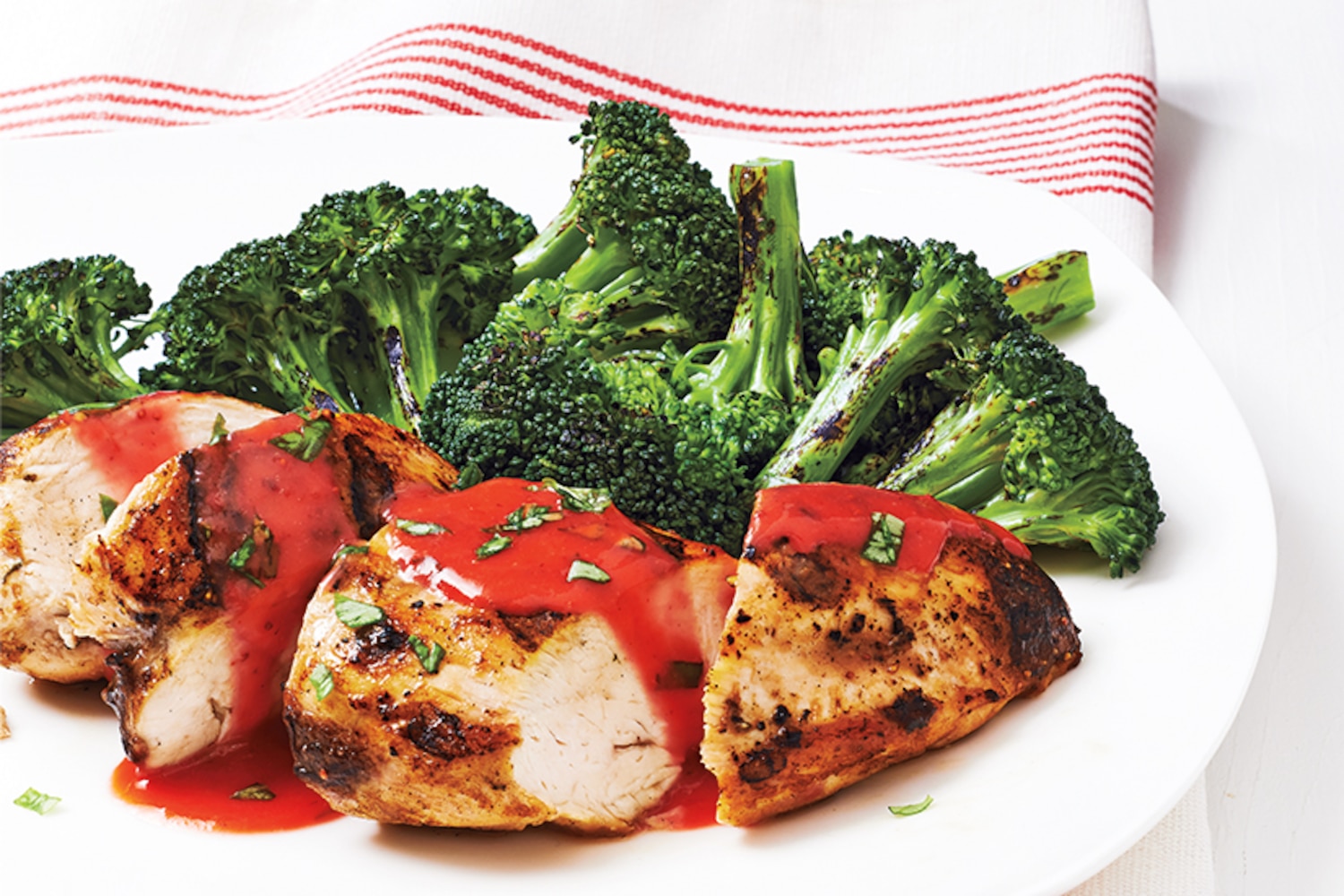 Strawberry-Basil Chicken With Grilled Broccoli | Canadian Living