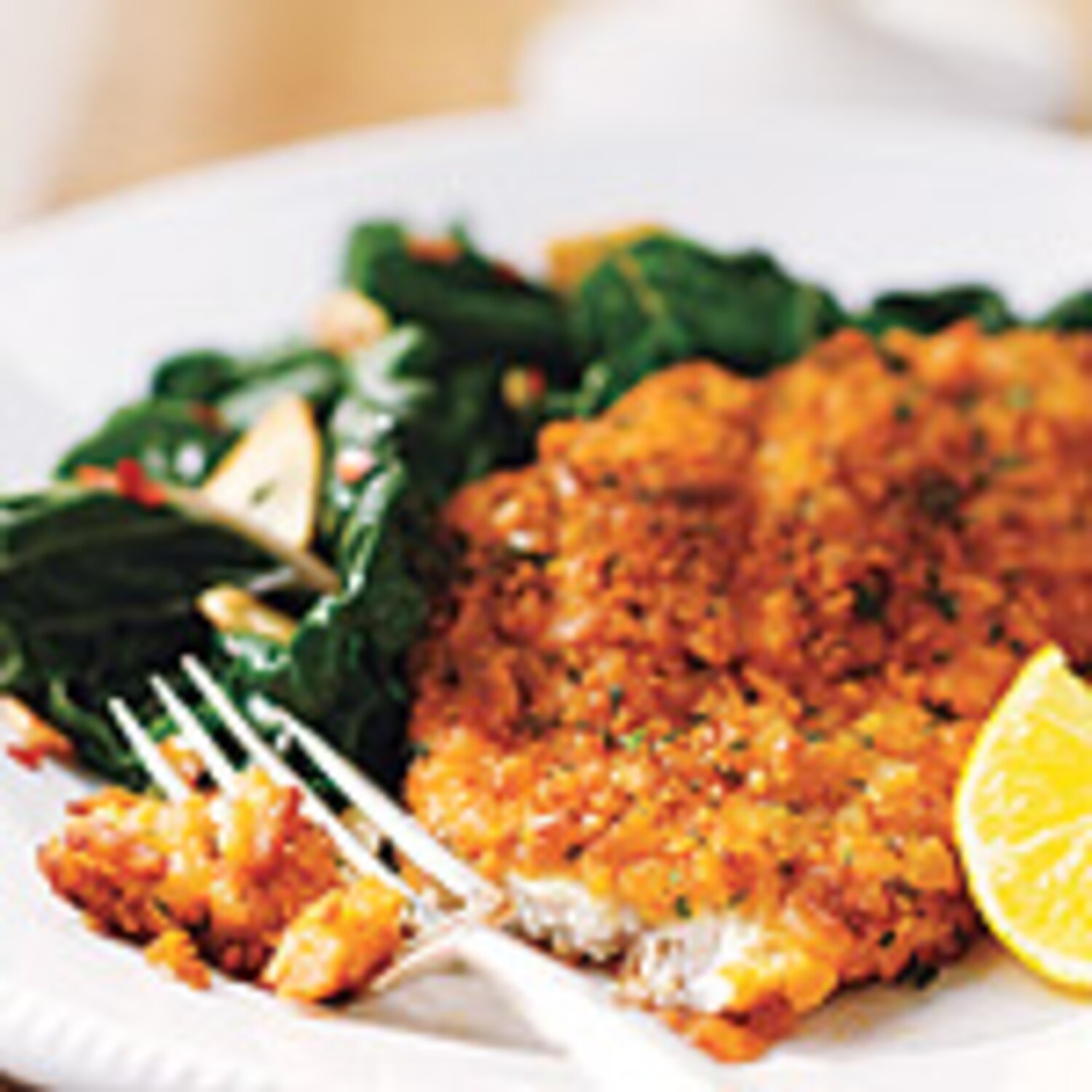 Cracker Catfish with Swiss Chard | Canadian Living