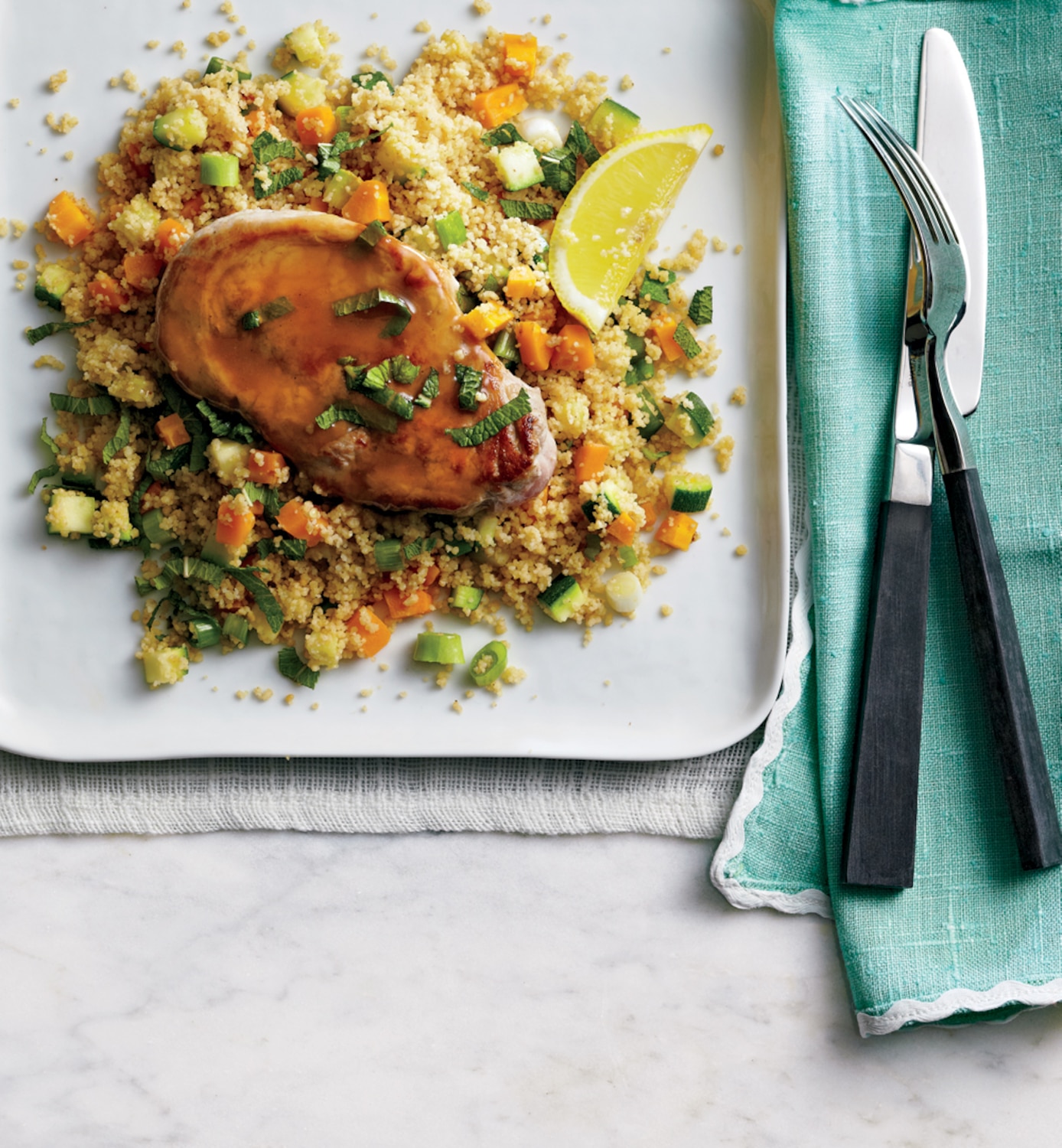 Vegetable Couscous with Pork Scaloppine Canadian Living