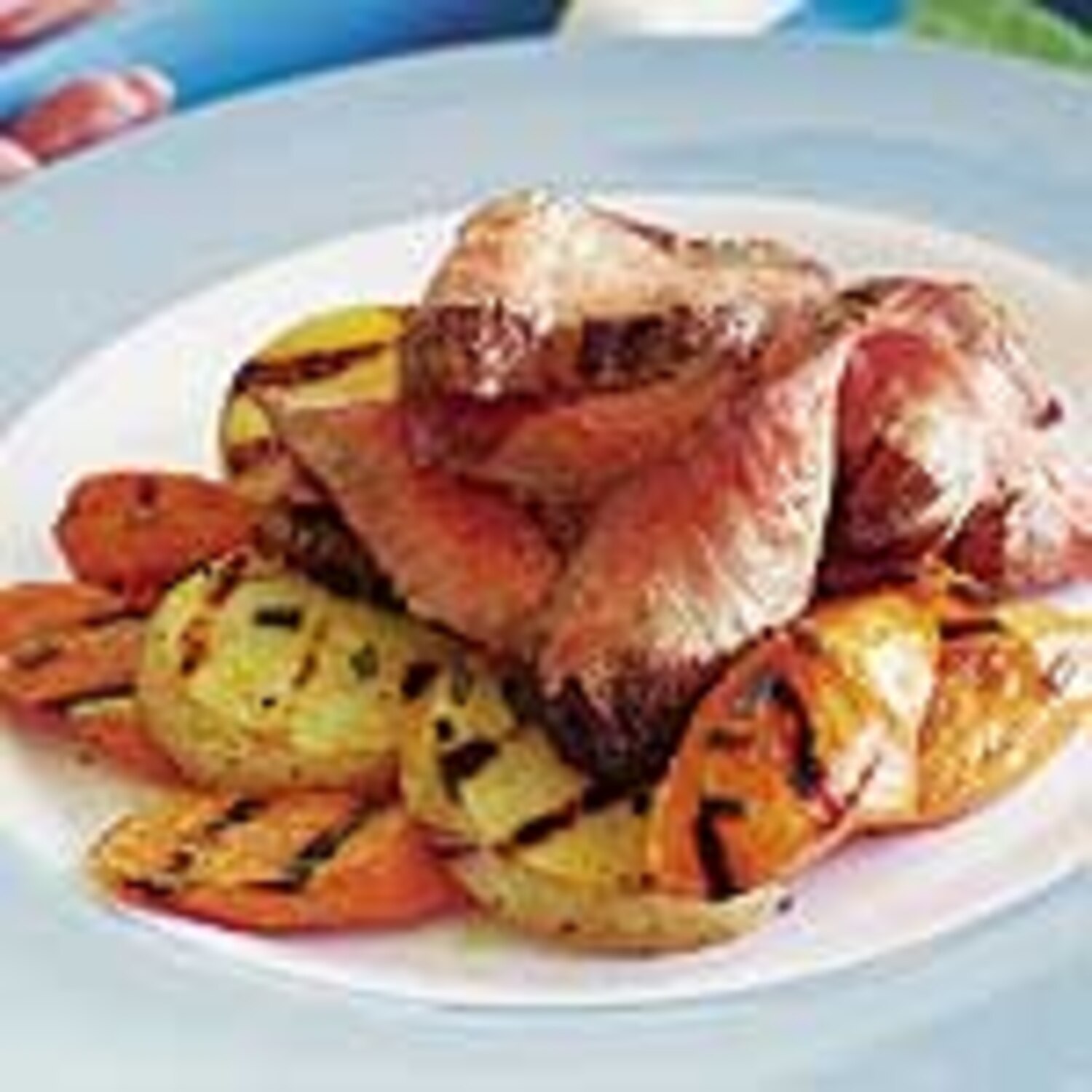 Grilled Rosemary Garlic Flank Steak with Potatoes and Carrots