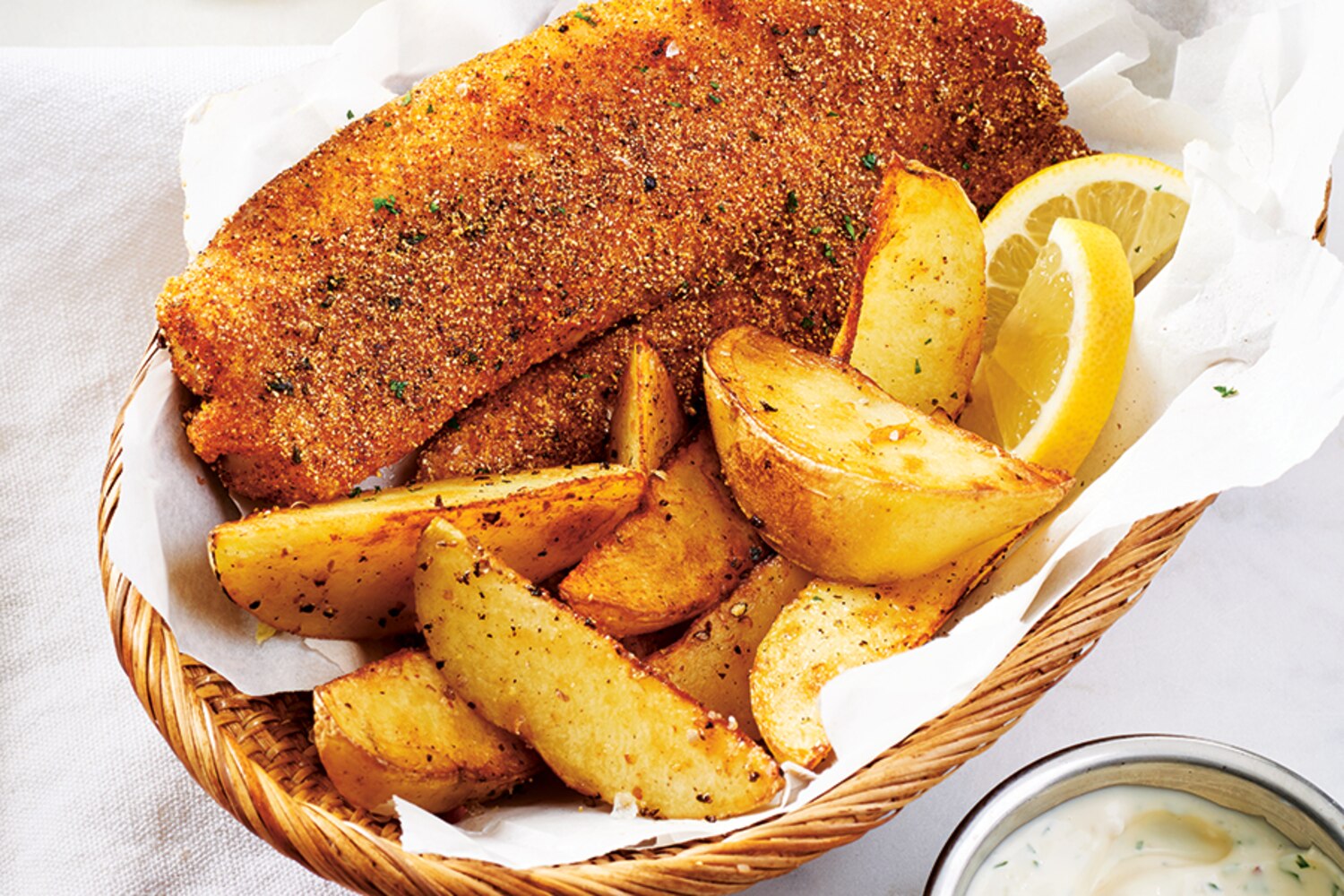 Crispy Tilapia with LemonHerb Mayo and Oven Fries Canadian Living