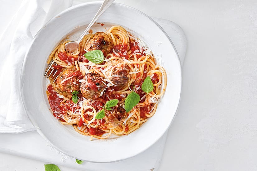 Spaghetti & Bacon Meatballs Canadian Living