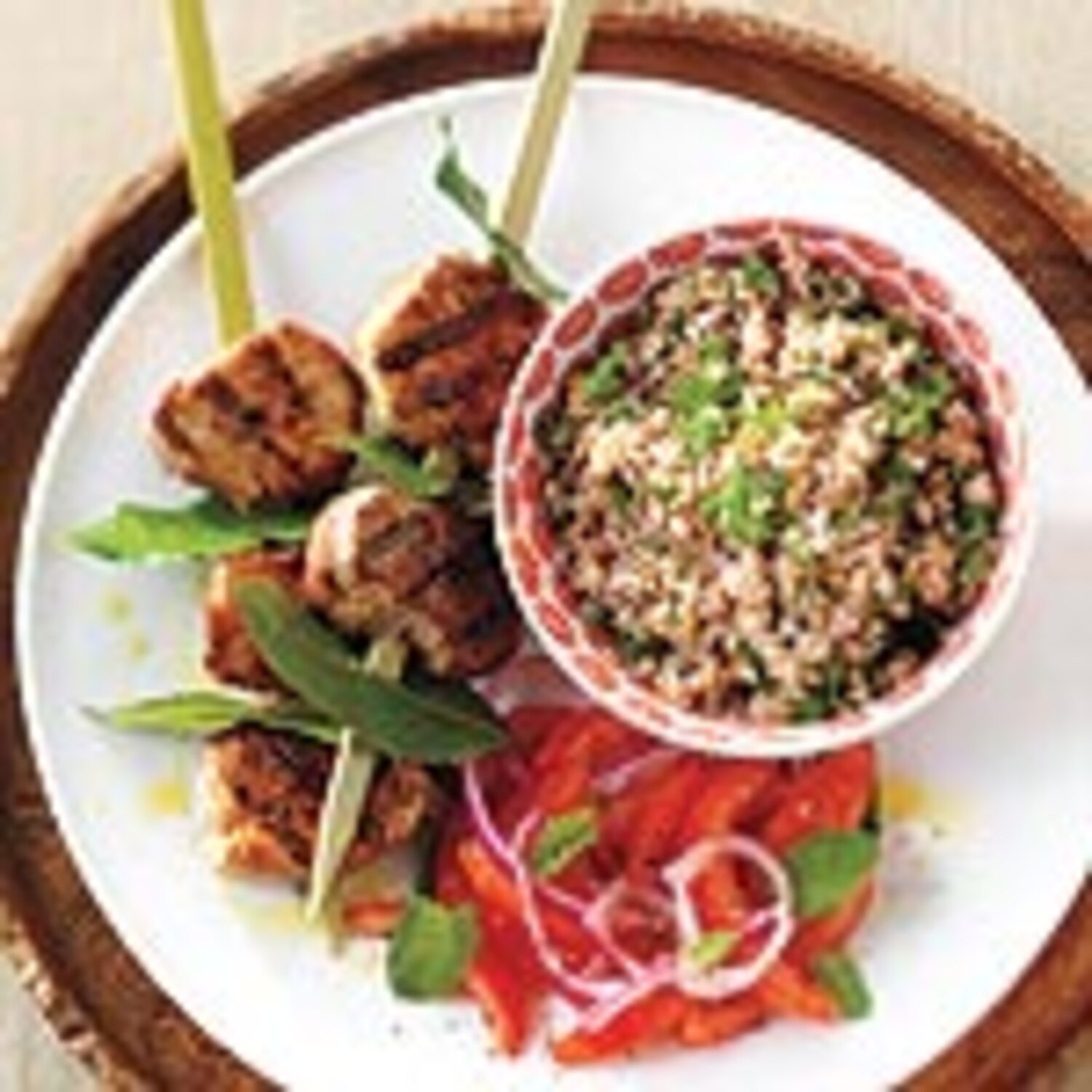 Coriander Pork Skewers and Red Onion Salsa | Canadian Living