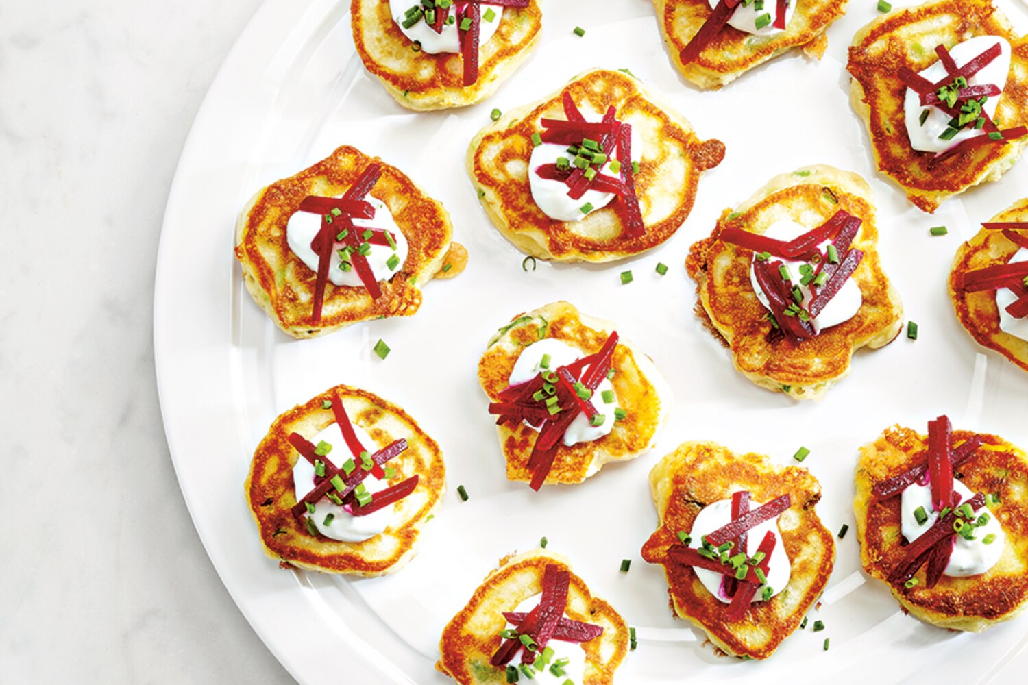 Smoked Cheddar Pancakes With Pickled Beets | Canadian Living