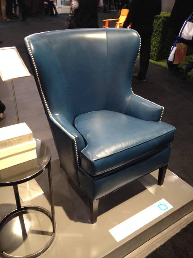 Brentwood Furniture teal leather wing chair