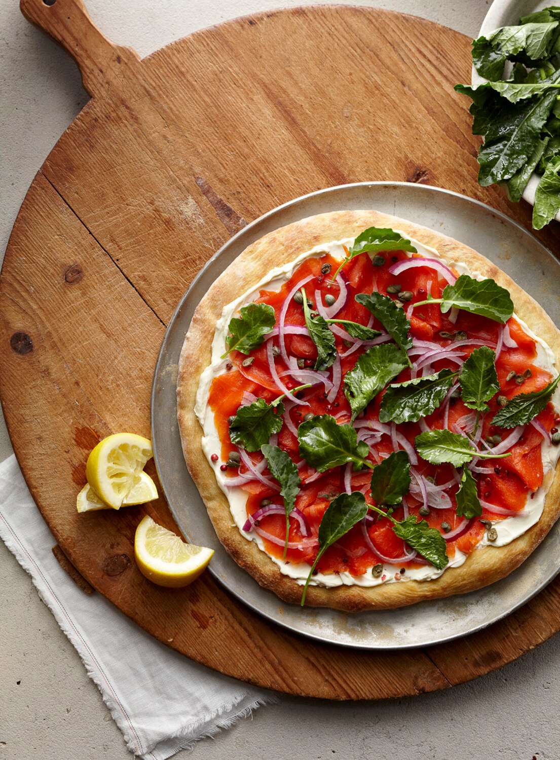 Smoked Salmon Pizza With Baby Kale Salad | Canadian Living