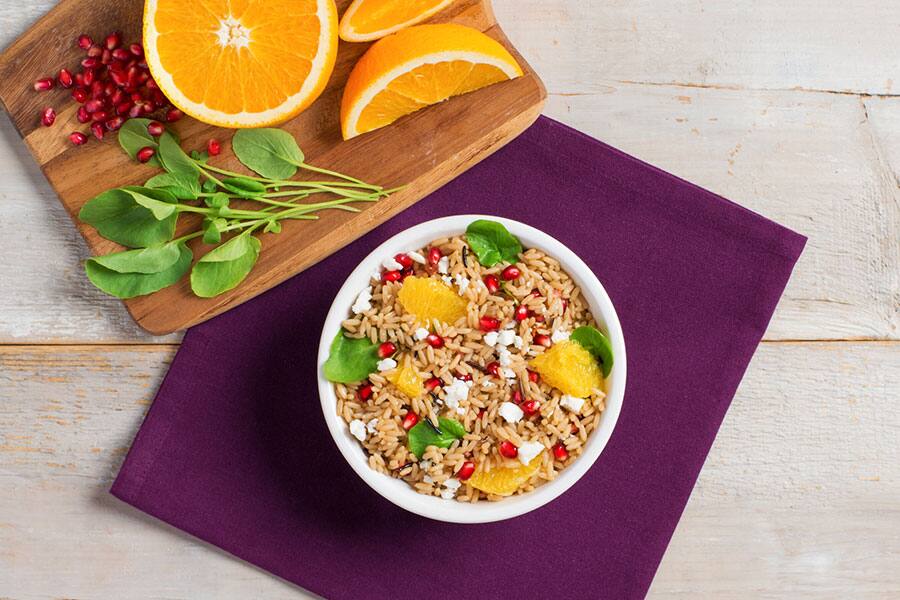 Pomegranate, Orange and Feta Wild Rice Salad Canadian Living