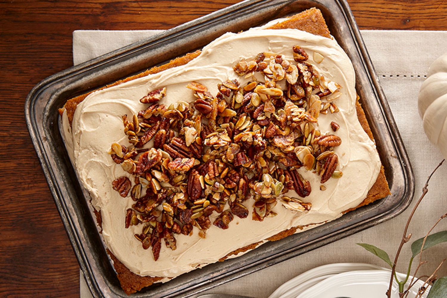 Pumpkin Carrot Cake with Brown Sugar Frosting & Candied Nuts Canadian