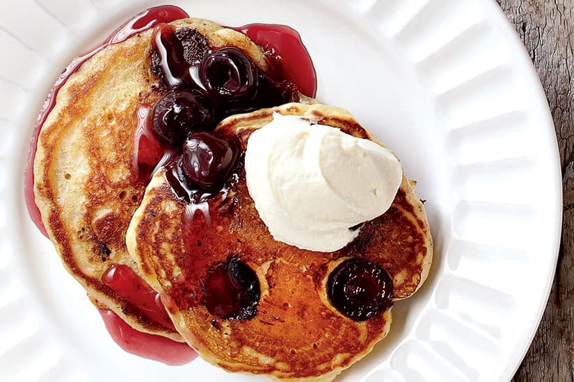 Chocolate Cherry Pancakes With Cherry Syrup Canadian Living