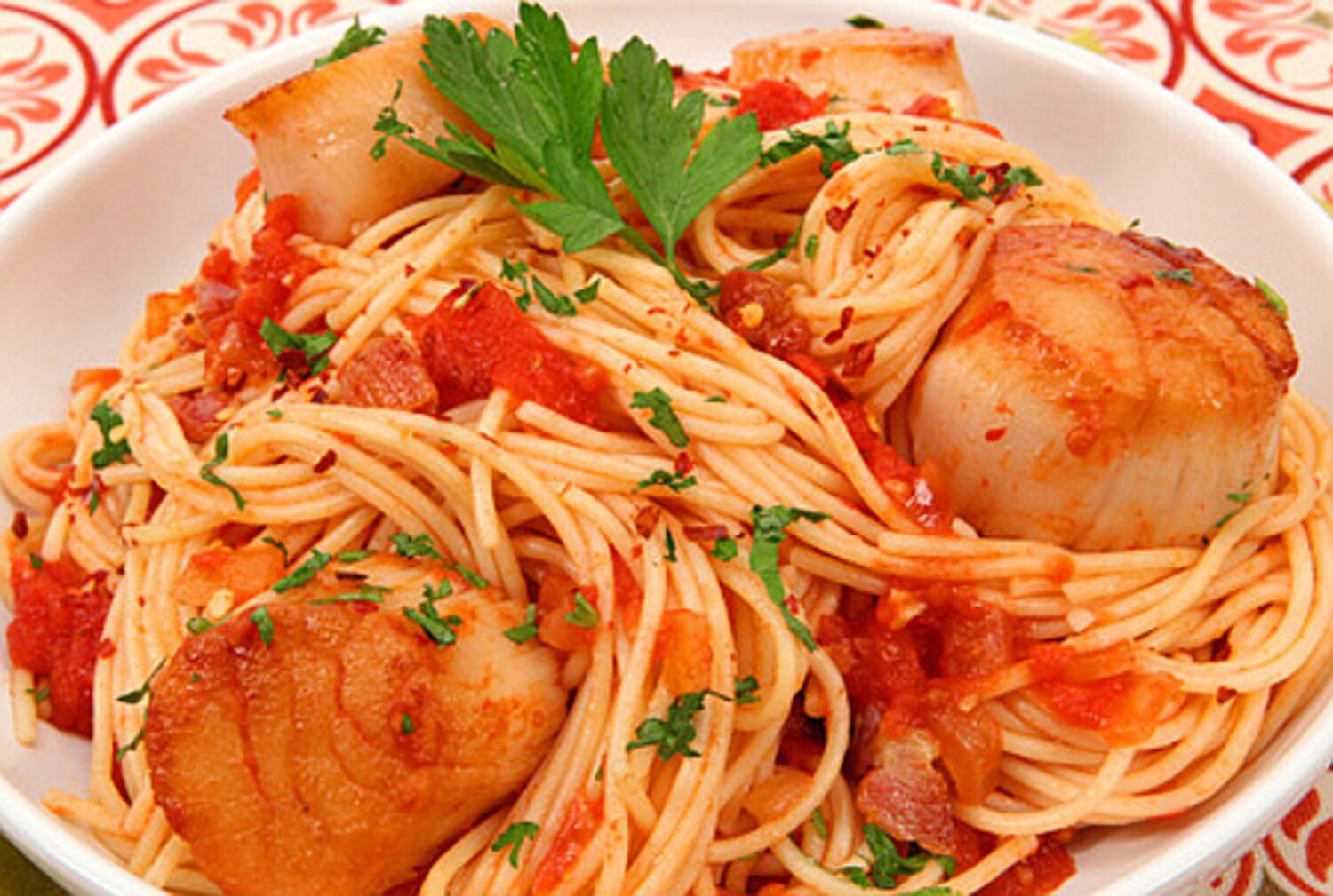 Spaghettini with Scallop Arrabbiata Canadian Living