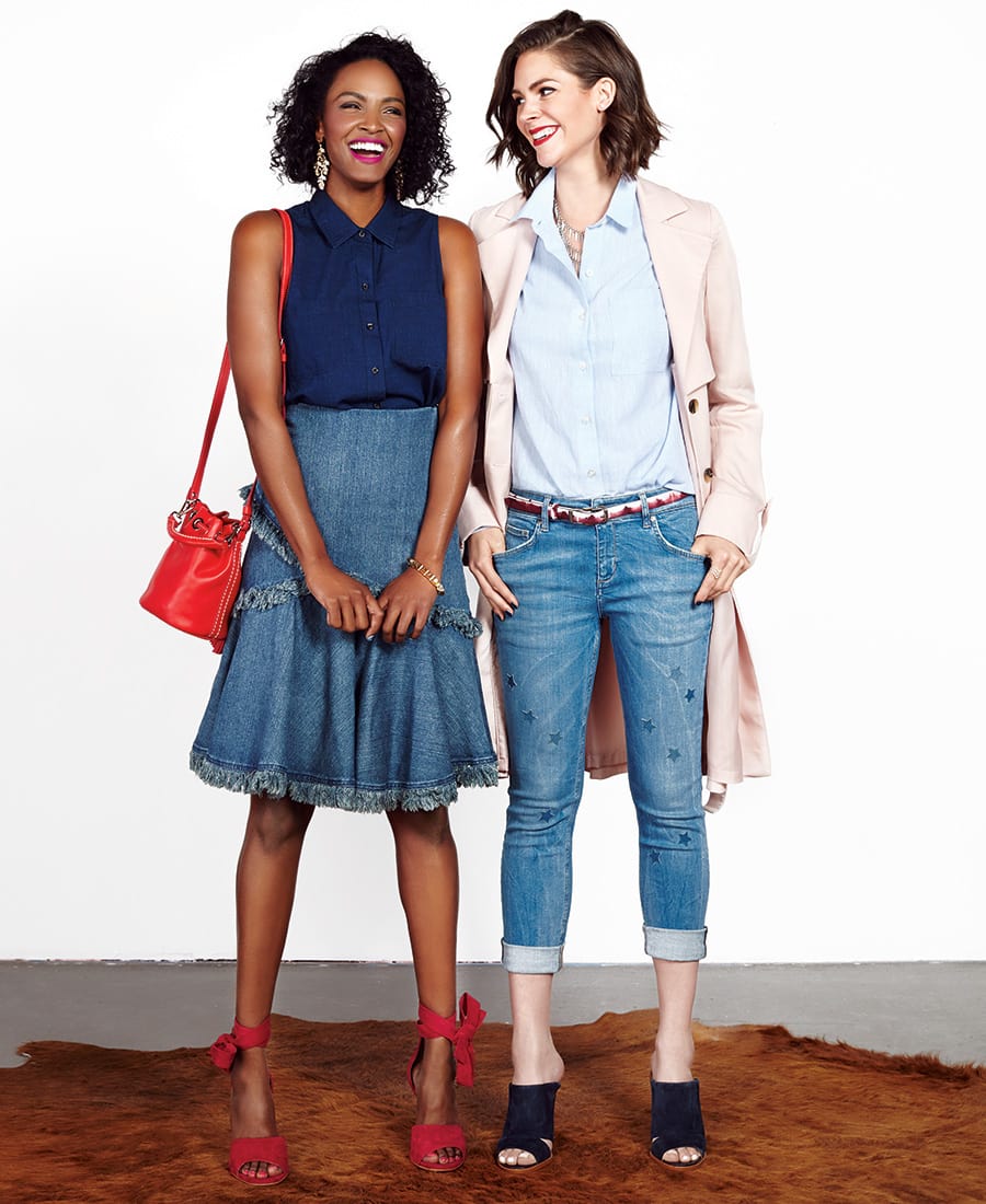 Denim on denim, two women