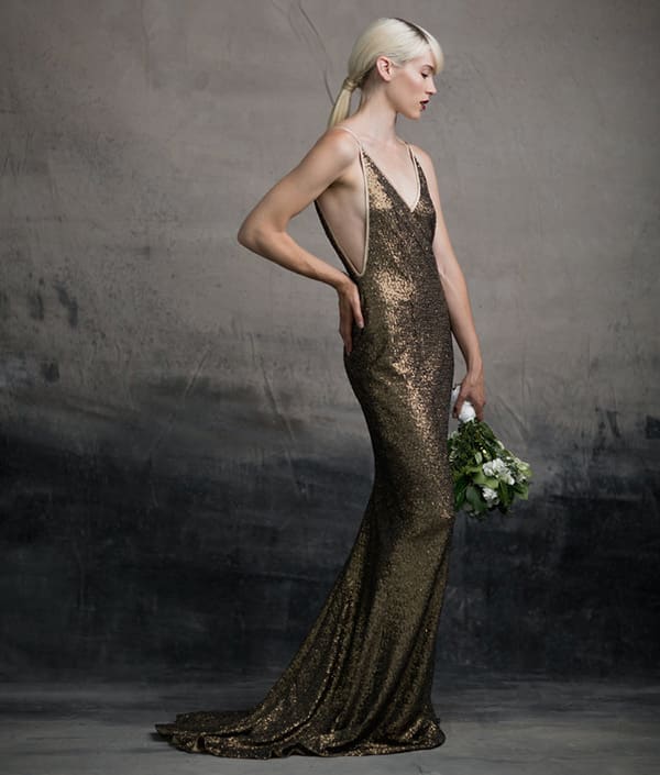 Gold sequin alternative wedding dress