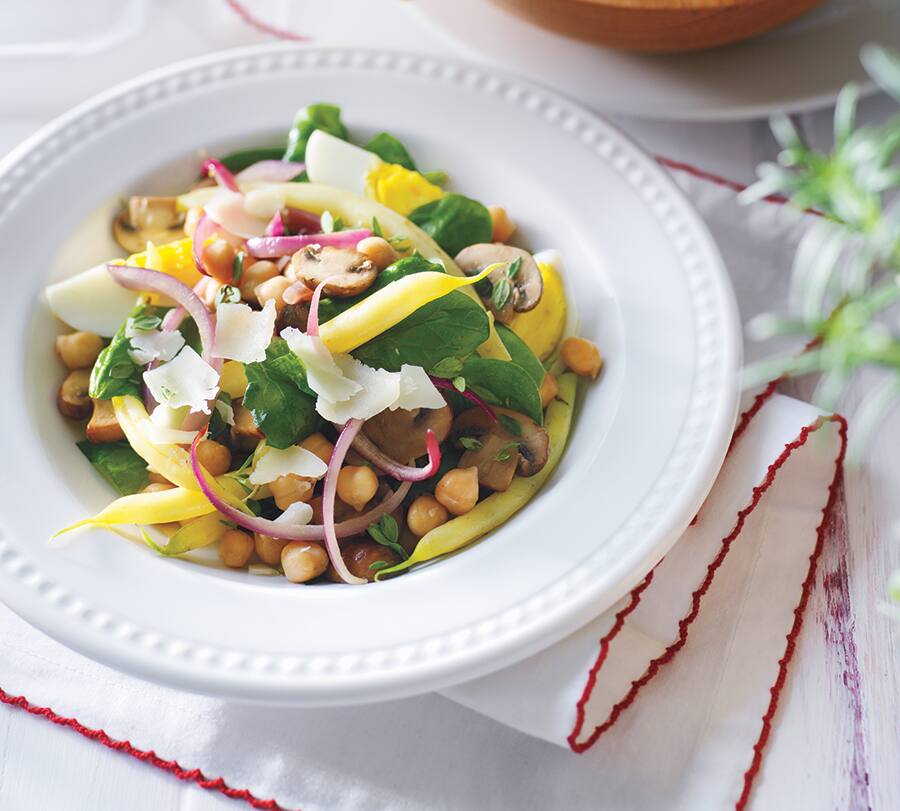 Bean, Mushroom and Wilted Spinach Salad Canadian Living