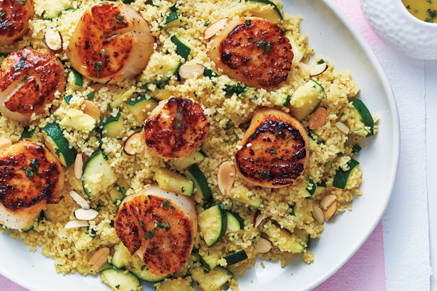 Scallops With Zucchini Couscous and Tarragon Butter Sauce Canadian Living