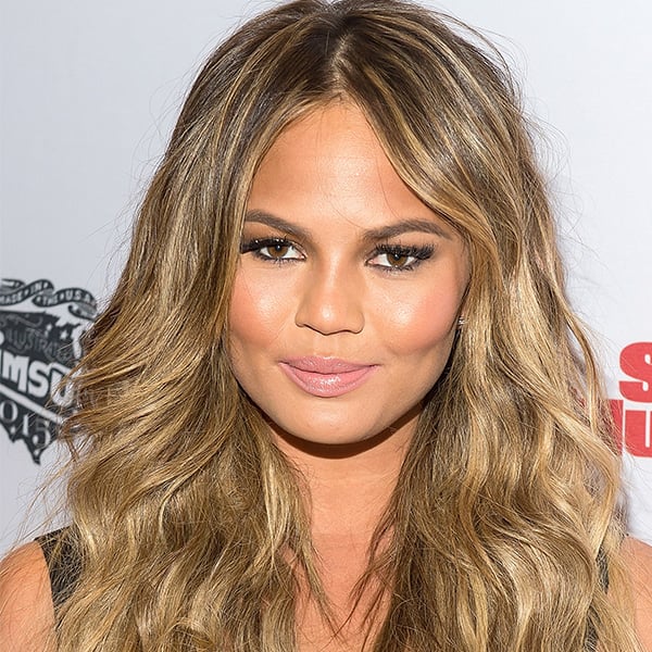 Balayage hair colour on Chrissy Teigen