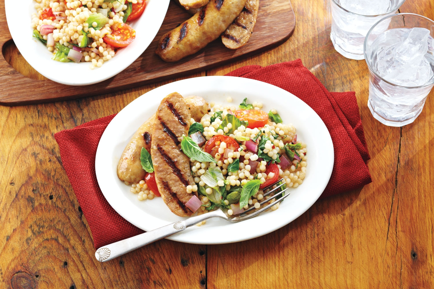 Grilled Sausage With Israeli Couscous and Escarole Canadian Living